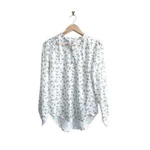 Twik Simons Floral Blouse Long Sleeved Button 1/4 Front Polyester Women's S NWT